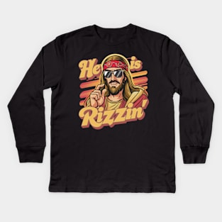 He is Rizzin funny Jesus Kids Long Sleeve T-Shirt